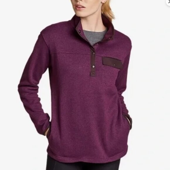 Eddie Bauer Sweaters - Eddie Bauer Women’s Purple Radiator Fleece Snap Pullover Sweater, Large